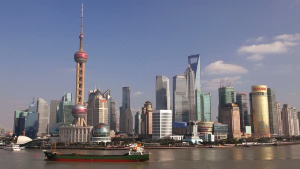 Ciudad de Shanghai y río Huangpu — Vídeo de stock