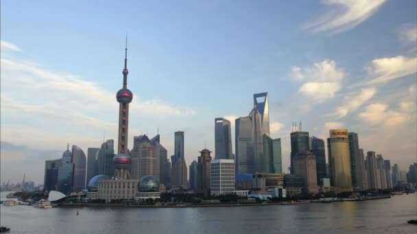 Sunrise over modern Shanghai city — Stock Video