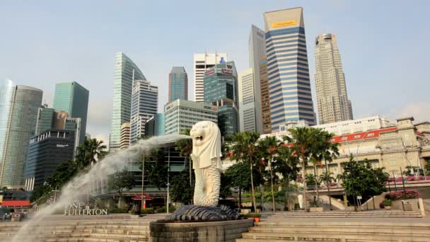 Merlion heykeli Marina Bay — Stok video