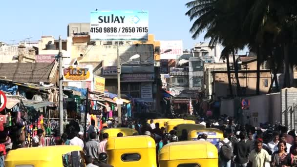 Rickshaws ocupado Mercado Russell — Vídeo de Stock