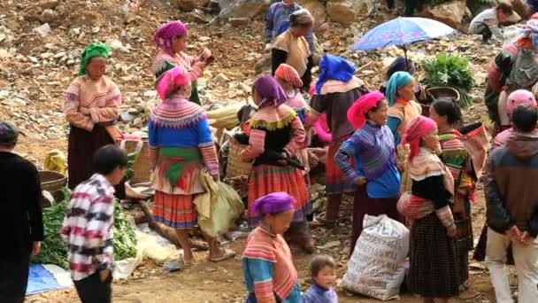 Dia do mercado Flower Hmong colina — Vídeo de Stock