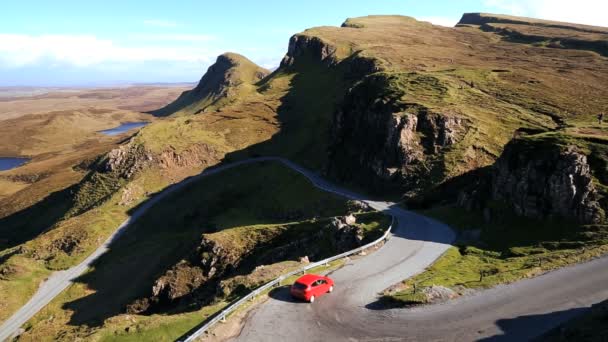 Vehicle riding on Scottish highland road — Stock Video