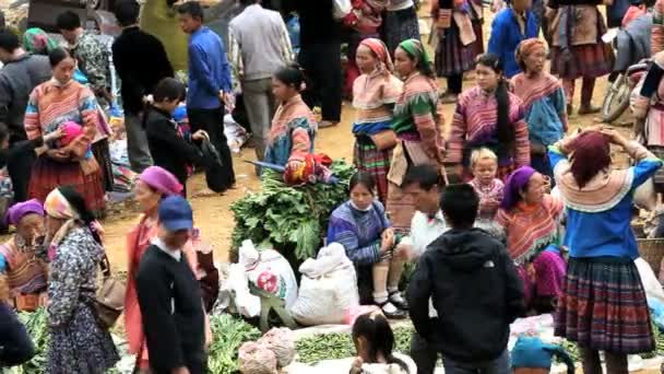 Día del mercado Flor Hmong colina — Vídeo de stock