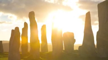 Isle of Lewis Outer Hebrides Callanish duran taşlar İskoçya gündoğumu Tl