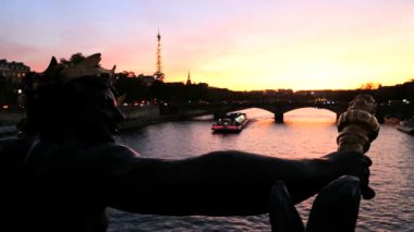Fransa Paris Pont Alexandre 111 köprü River Seine Eyfel Kulesi