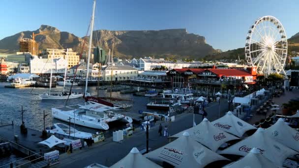 South Africa V A Waterfront Table Mountain Cape Town — Stock Video