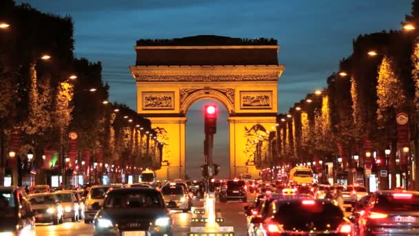 Fransa Paris Arc de Triomphe Avenue Champs Elyses — Stok video