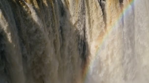 Victoria Falls Zimbabwe Africa Waterfall rainbow Zambezi River — Stock Video