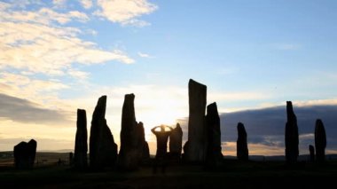 Isle of Lewis Outer Hebrides Callanish duran taşlar günbatımı