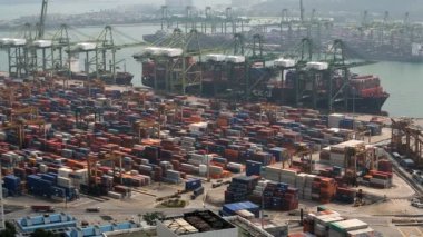 Konteyner liman rıhtım konteyner küresel Singapur gemi