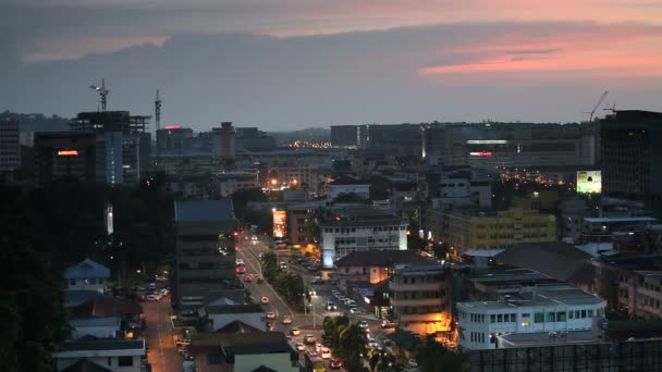 婆罗洲马来西亚哥打京那巴鲁亚洲黄昏照亮 — 图库视频影像