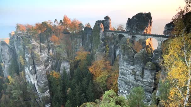 Alemania Suiza Río Elba puesta del sol Bastei Sajón — Vídeos de Stock
