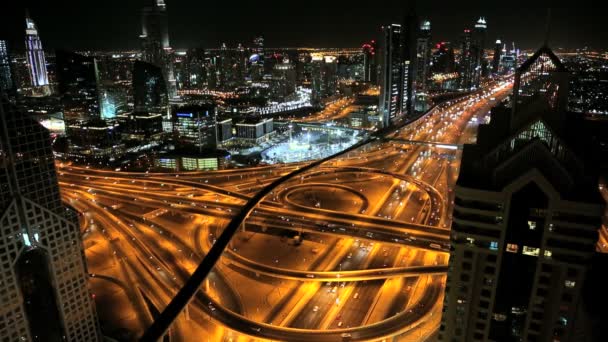 Golfo Pérsico de Dubai Sheikh Zayed Estrada Burj Kalifa — Vídeo de Stock