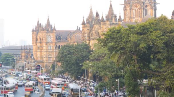 Mumbai Ásia time lapse Chhatrapati Shivaji Terminus — Vídeo de Stock