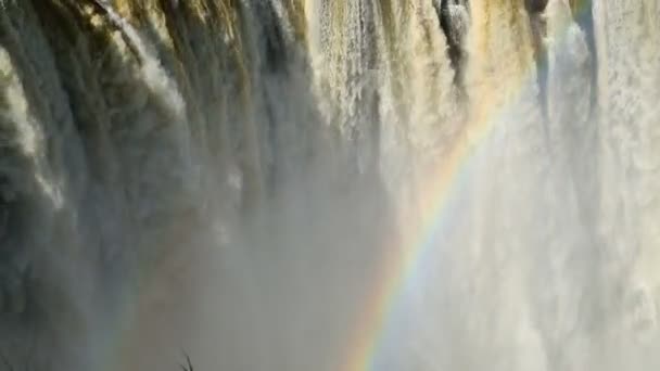 Victoria Falls Zimbabwe Africa Cascada arco iris Río Zambezi — Vídeos de Stock