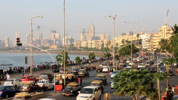 Mumbai Marine drive città skyline trasporto stradale viaggi — Video Stock