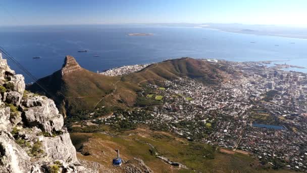 Sudáfrica Ciudad del Cabo Mesa Montaña Cable Car — Vídeos de Stock