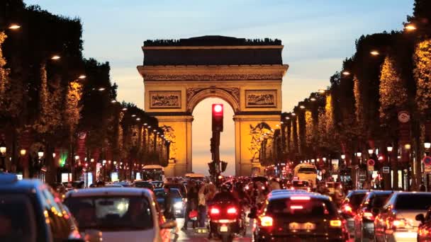 Francie Paris Arc de Triomphe Avenue Champs Elyses — Stock video