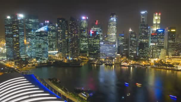 Marina Bay Singapore czas wygaśnięcia noc oświetlony — Wideo stockowe