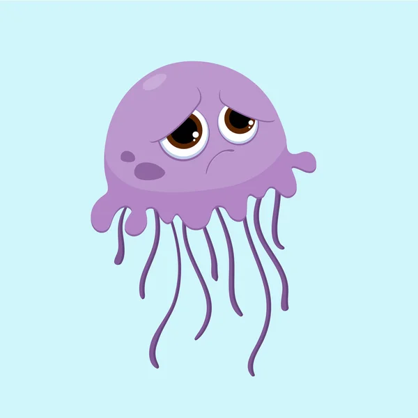 Cartoon sad jellyfish — Stock Vector