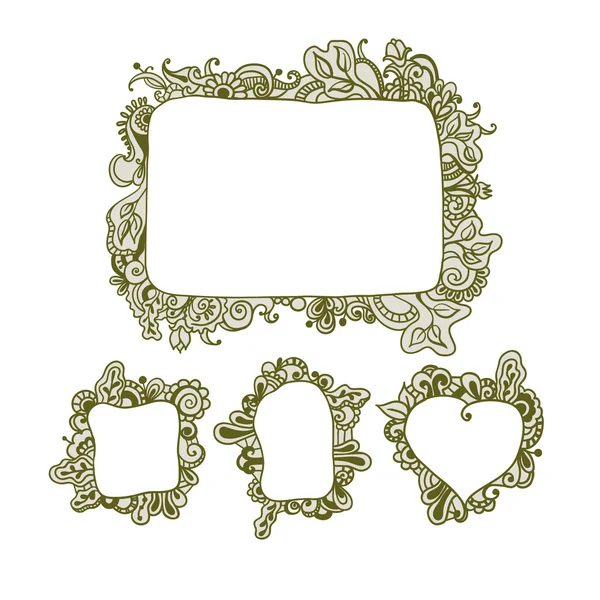 Hand drawn patterned frames — Stock Vector