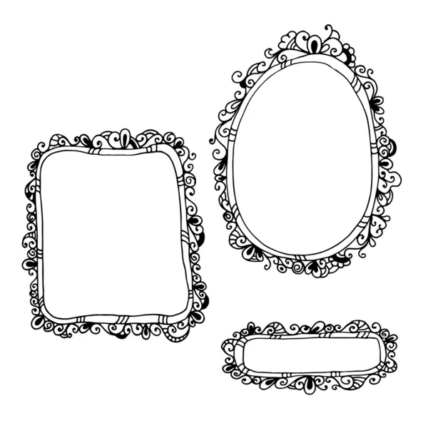 Hand drawn flowered frames — Stock Vector