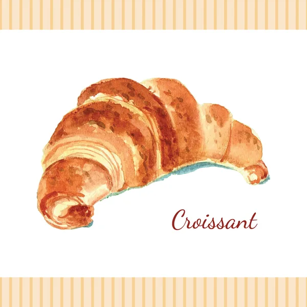 Croissant acuarela dibujado a mano — Vector de stock