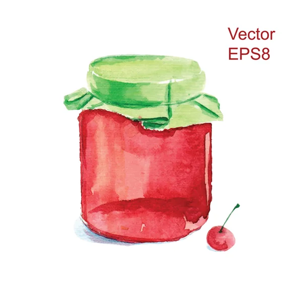 Watercolor cherry compote — Stock Vector