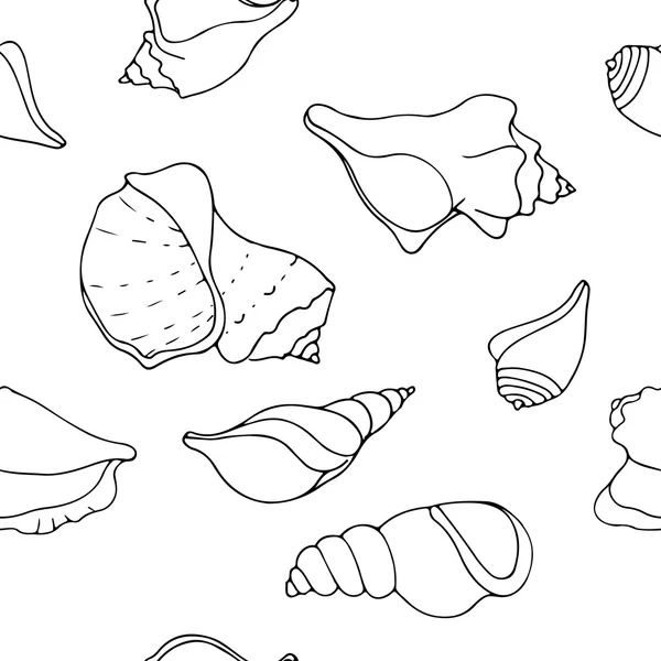 Kézzel rajzolt seashells háttér — Stock Vector
