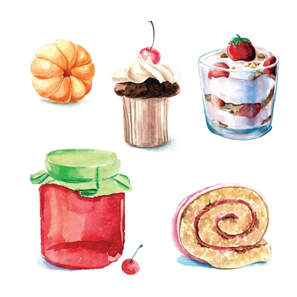 Tasty watercolor desserts