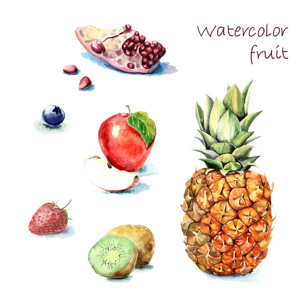 Fruits aquarelle dessinés à la main . — Photo