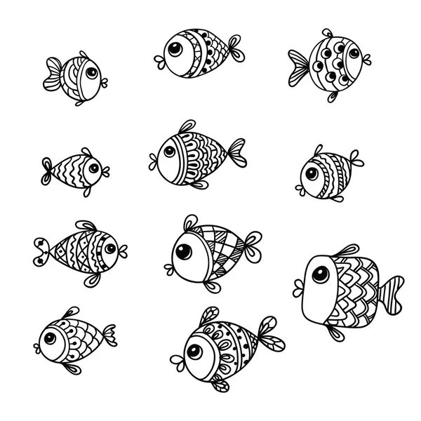 手描きの魚のスケッチ — ストックベクタ