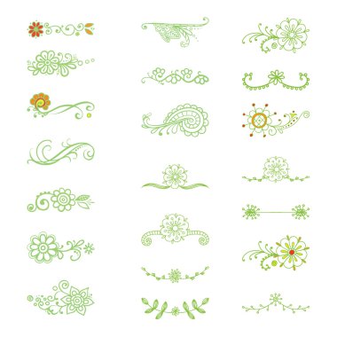 El-kabataslak çiçek vinyetlerin.