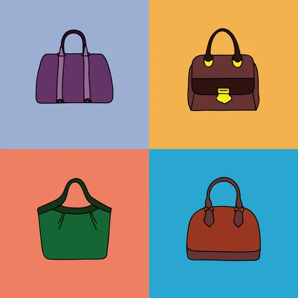 Bright handbags set. — Stock Vector