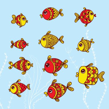 Hand-sketched Golden fishes clipart