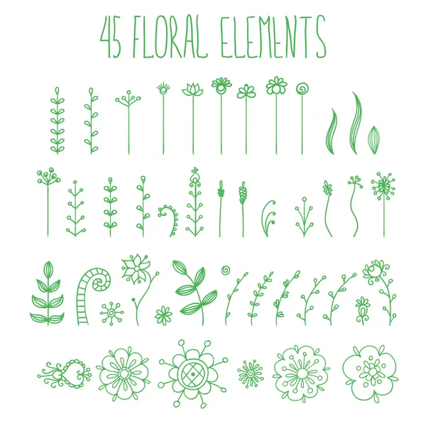 Elementos florais desenhados à mão . — Vetor de Stock