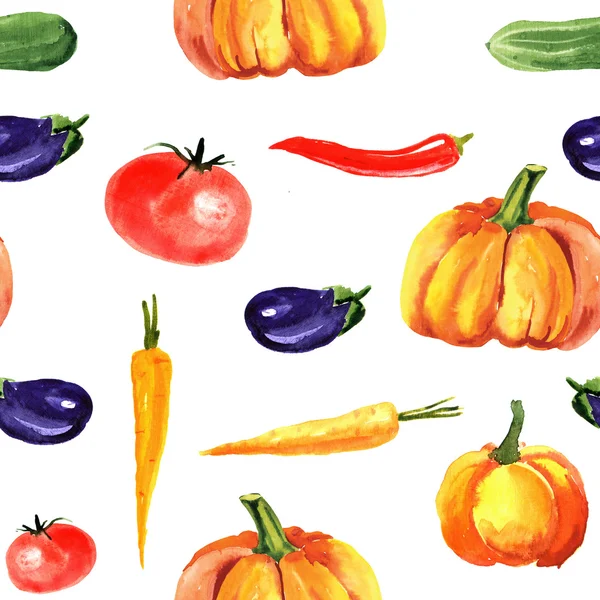 Handgezeichnetes nahtloses Gemüse-Muster. — Stockfoto