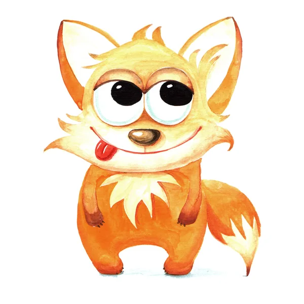 Watercolor funny fox — Stock Photo, Image