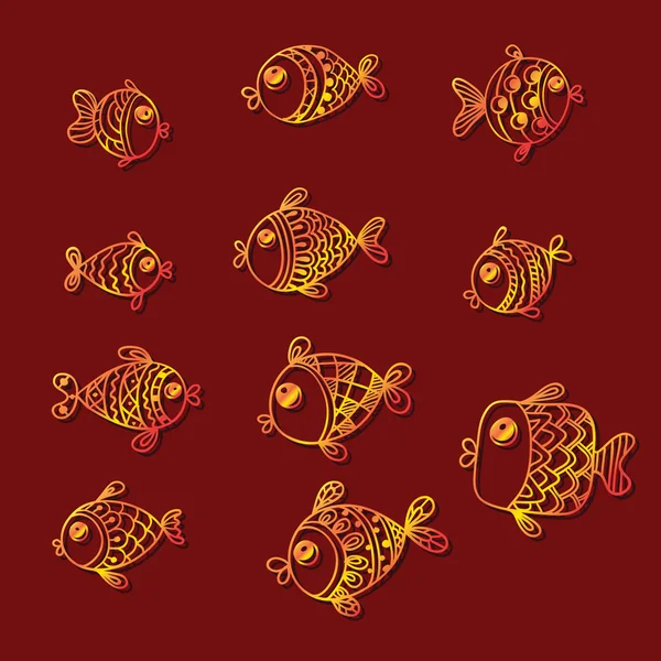 Золотые рыбки-наброски — стоковый вектор