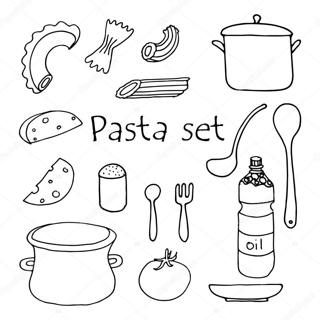 Hand sketched pasta set.