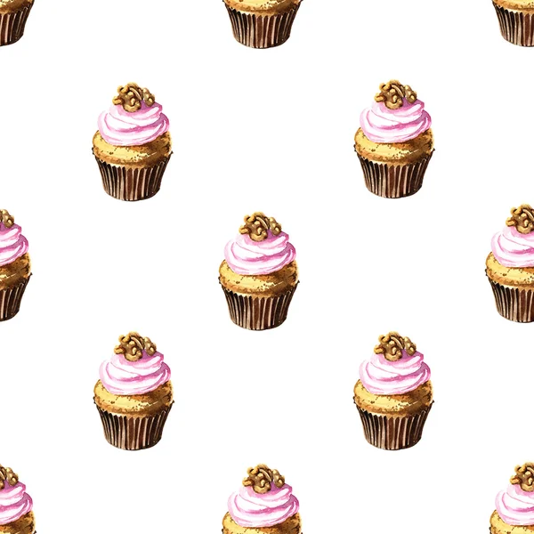 Suluboya cupcakes seamless modeli.