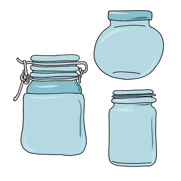 Hand sketched jars — Stock Vector