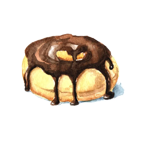 Ακουαρέλα επιδόρπιο ντόνατ — Φωτογραφία Αρχείου