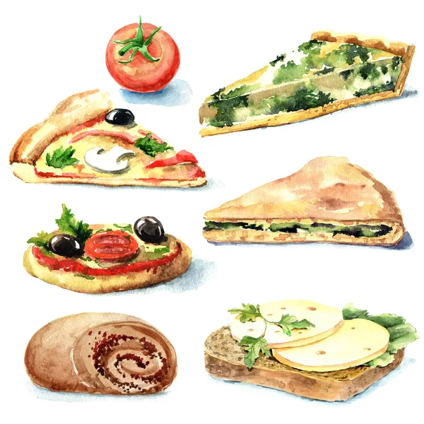 Acuarela ilustración de alimentos — Foto de Stock
