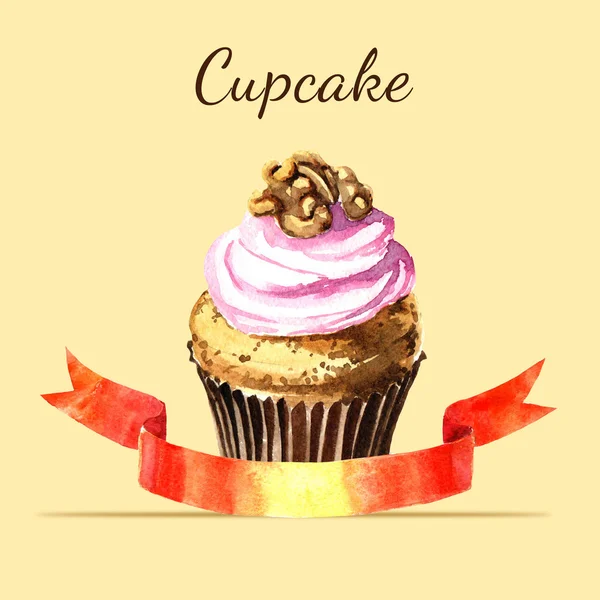 Acquerello cupcake illustrazione . — Foto Stock