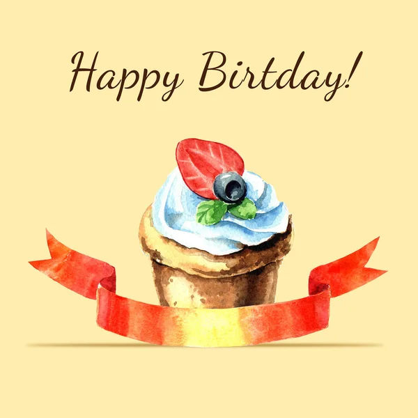 Acquerello cupcake illustrazione . — Foto Stock