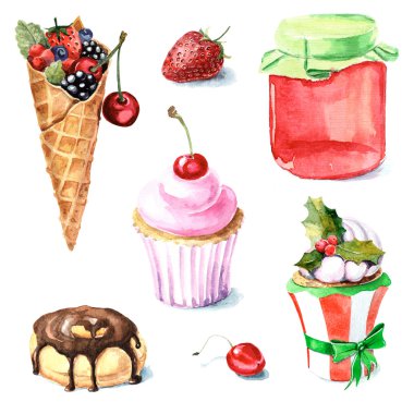 Hand drawn watercolor food. clipart