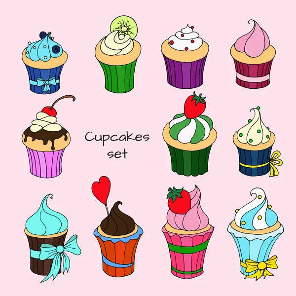 Cupcakes padrão sem costura — Vetor de Stock