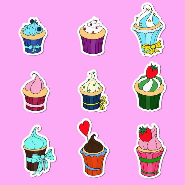 Cupcakes Seamless Pattern — Stock Vector