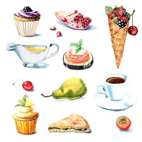 Ilustração de comida aquarela — Fotografia de Stock